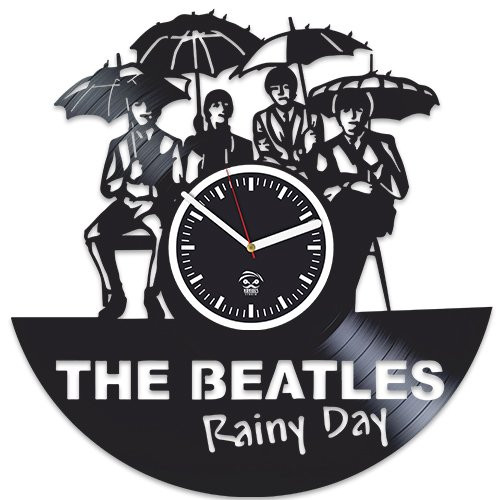 Kovides The Beatles Rock Band Playlist Paul McCartney Lennon Vinyl Wall Clock Handmade Best Gift for Musician Vinyl Record Clock for Boyfriend Wall Clock Large