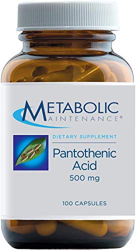 Metabolic Maintenance Pantothenic Acid - High Potency 500mg Vitamin B5 Supplement - Energy Metabolism  Adrenal Health Support 100 Capsules