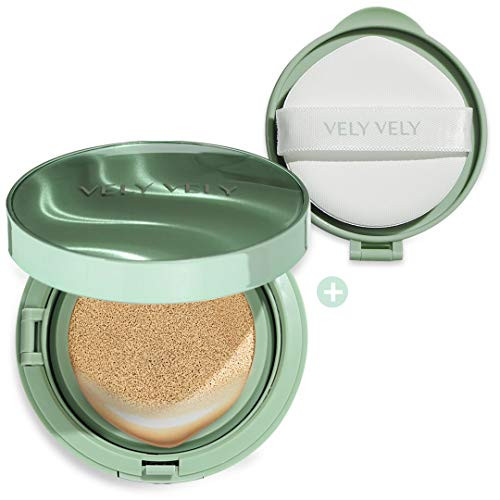 VELY VELY Dermagood Green Cover Cushion Foundation  Refill Set - Brightening Wrinkle Improvement UV Protection Hypo-Allergenic for All   Sensitive Skin Types wHerbal Flower Complex Dermatologist Tested 30g1_06oz SPF 50 PA 21 Light