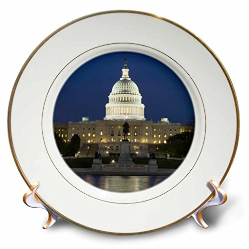 3dRose cp-88979-1 Washington D_C_ Reflectionof Capitol Building - US09 BJA0045 - Jaynes Gallery - Porcelain Plate 8-Inch