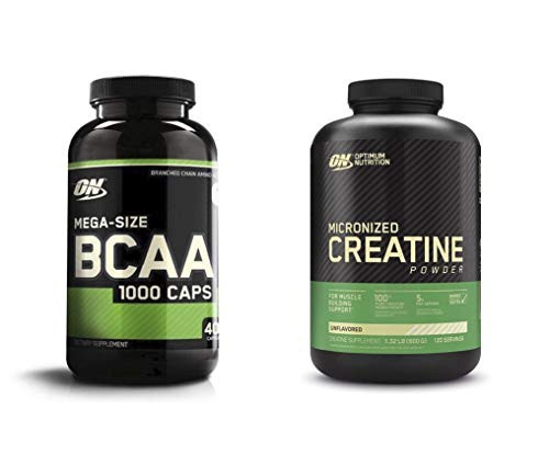 Optimum Nutrition Instantized BCAA Capsules Keto Friendly Branched Chain Essential Amino Acids with Micronized Creatine Monohydrate Powder Unflavored Bundle Optimum Nutrition Instantized BCAA Capsules Keto Friendly Branched Chain Essential Amino Acids with Micronized Creatine Monohydrate Powder Unflavored Bundle