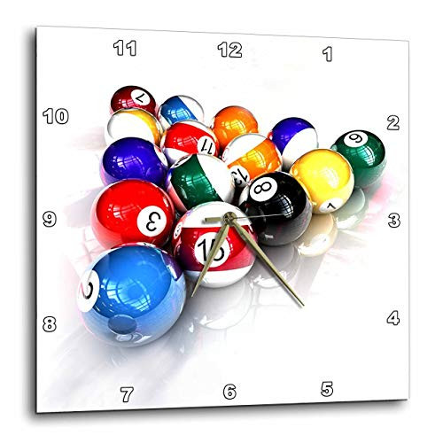 3dRose Billiards Balls Pool Wall Clock 10 by 10-Inch