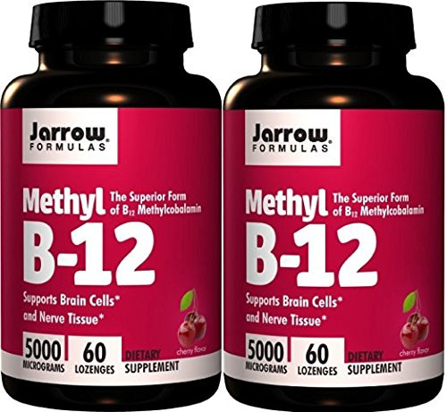 Jarrow Formulas Methylcobalamin Methyl B12 5000 mcg CHERRY 120 Lozenges 2 Bottles