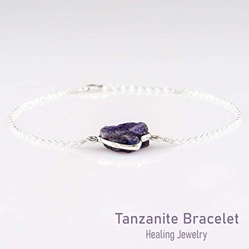 Natural Raw Tanzanite Bezel Bracelets In 925 Sterling Silver For Women Personalized Gifts