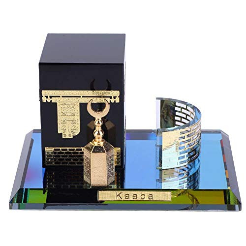 Pssopp Islamic Home Table Decor Muslim Kaaba Model Crystal Gilded 3 Piece Set Kaaba Replica Model Showpiece Islamic Building Handicrafts Souvenirs Gifts Home Table Car Decor