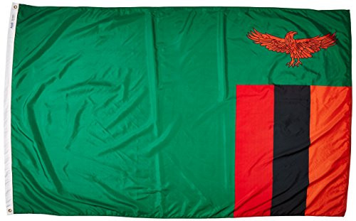 Annin Flagmakers Model 199487 Zambia Flag Nylon SolarGuard NYL-Glo 5x8 ft 100 Made in USA to Official United Nations Design Specifications Annin Flagmakers Model 199487 Zambia Flag Nylon SolarGuard NYL-Glo 5x8 ft 100 Made in USA to Official United Nations Design Specifications