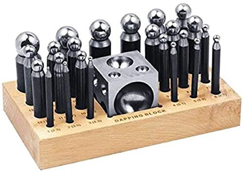 26 Piece Dapping Doming Punch Block Set 2_3 mm to 25 mm Jewelry Making Metal Forming Tool Kit