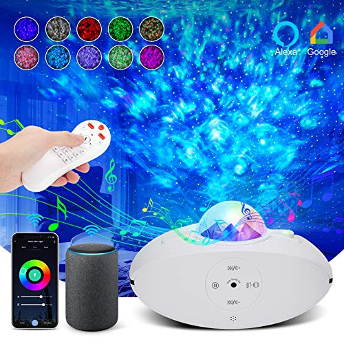Star Projector Night Light Projector Works with Alexa   Google Assistant Galaxy Projector with WiFi APP   Voice Control Bluetooth Speaker   Timer Ocean Wave Projector Perfect for Home Party Kids