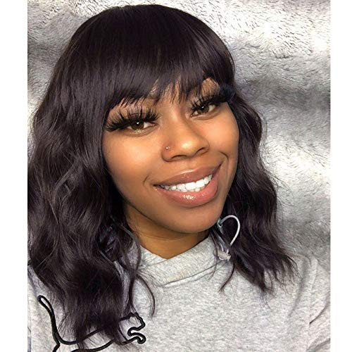 Short Bob Human Hair Wigs with Bangs Natural Wave Bob Wigs 130 Density Human Hair Bob Wigs for Women12inch Short Bob Human Hair Wigs with Bangs Natural Wave Bob Wigs 130 Density Human Hair Bob Wigs for Women12inch