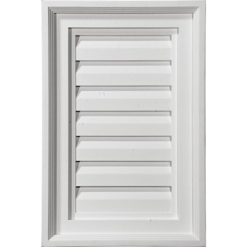 Ekena Millwork GVVE12x24F Vertical Urethane Gable Vent Louver Functional 12W x 24H x 1 18P Primed