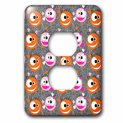 3dRose lsp_78220_6 Orange and Pink Cute Monster Pattern With Fun Eyes and Kissy Lips Plug Outlet Cover Multicolored