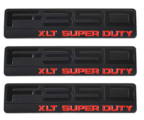 3Pcs F-350 XLT Super Duty Side Fender Emblems F350 XLT Badges 3D Logo Replacement for F350 XLT BlackRed