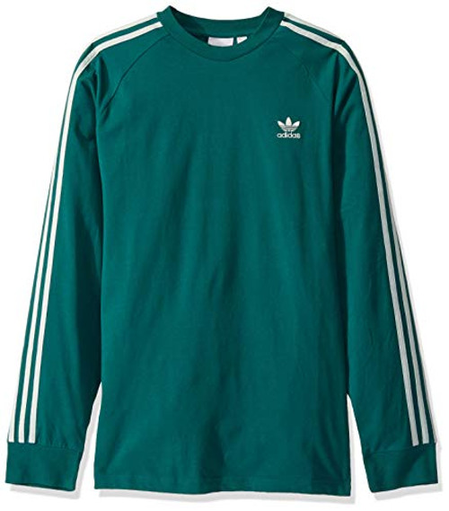 adidas Originals Mens 3-Stripes Long-Sleeve Tee Noble Vapour Green Medium adidas Originals Mens 3-Stripes Long-Sleeve Tee Noble Vapour Green Medium
