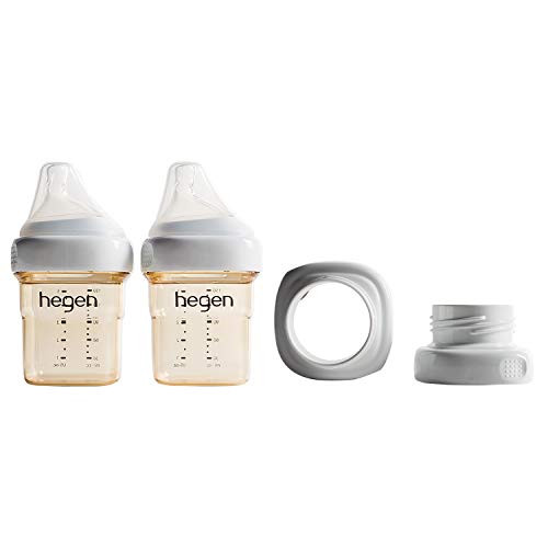 Hegen Baby Bottles 5oz with Slow Flow Nipples 2Pk and Wide Neck Adapter