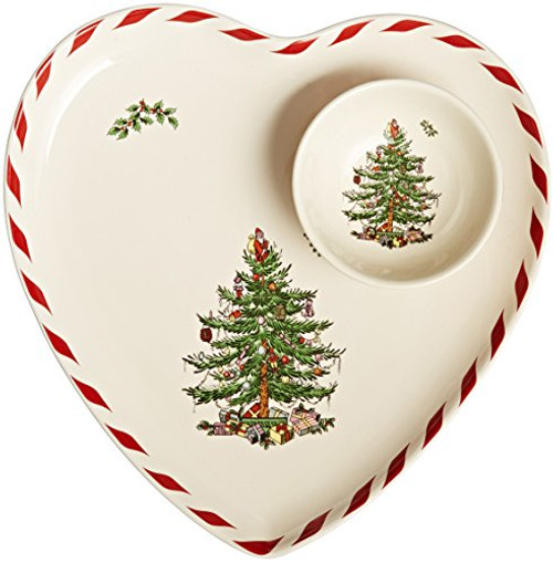 Spode Christmas Tree Peppermint Heart Shaped 2-Piece Dip Set Spode Christmas Tree Peppermint Heart Shaped 2-Piece Dip Set
