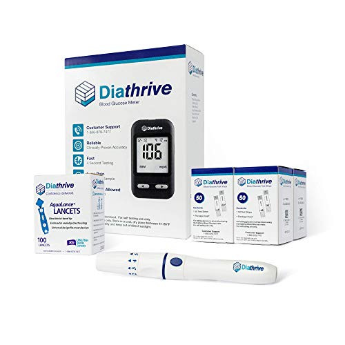 Reliable Diathrive Blood Sugar Test Kit   Blood Glucose Monitoring System  4 Second Results GlucometerGlucose Meter Kit W 200 Glucose Test Strips  Lancing Device  100 Lancets for Blood Testing