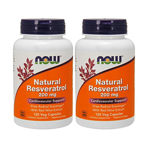 NOW Foods Natural Resveratrol 200mg 120 Vcaps Pack of 2