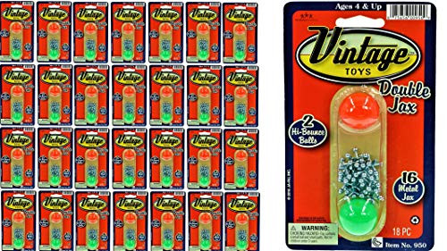 Vintage Metal Jacks Game Set Retro Toys Pack of 36 Units Jax Game   2 Balls Classic Games Great Party Favors or Pinata Filler Toy in Bulk_ Plus 1 Collectable Bouncy Ball_ 950-36p