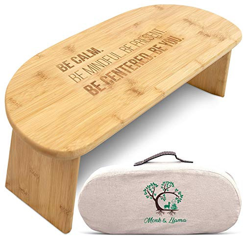 Monk   Llama Kneeling Meditation Bench with Foldable Legs   Cushion  Perfect Kneeling Stool Ergonomic Bamboo Yoga Bench for Extended Practice - Includes Carrying Bag   Meditation Journal