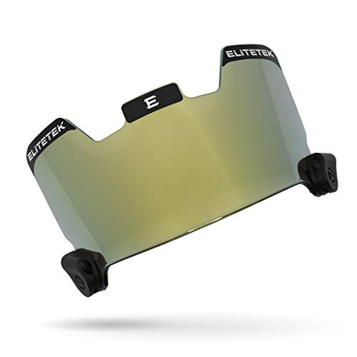 EliteTek Gold Football Visors for Helmet Tinted - Fits KidsYouth   Adult - Eye Protection Prevent Eye Pokes Black Gold Smoked