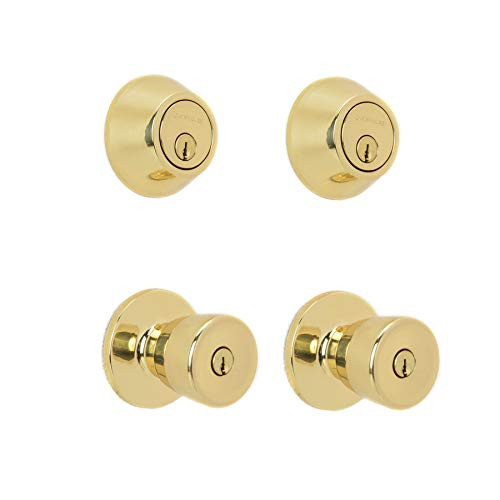 Gatehouse BS7L1D Gallo Polished Brass Single-Cylinder Deadbolt Keyed Entry Door Knob Project Pack