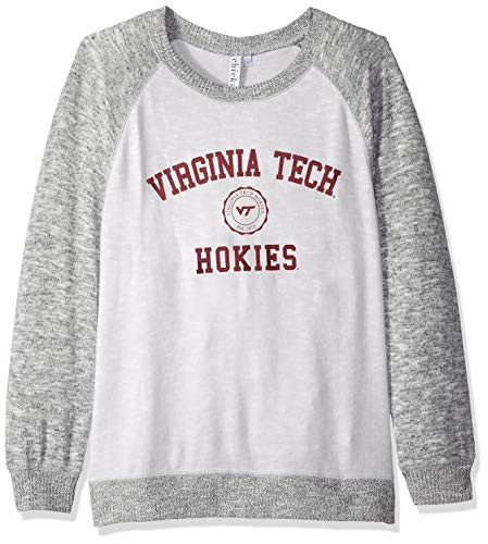chicka-d Virginia Tech Hokies Womens Cozy Crewneck Lightweight Sweatshirt Gray W White Large
