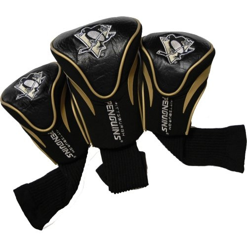 Team Golf NHL Pittsburgh Penguins Contour Golf Club Headcovers 3 Count Numbered 1 3   X Fits Oversized Drivers Utility Rescue   Fairway Clubs Velour lined for Extra Club Protection