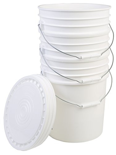 Hudson Exchange Premium 5 Gallon Bucket with Lid HDPE White 3 Pack