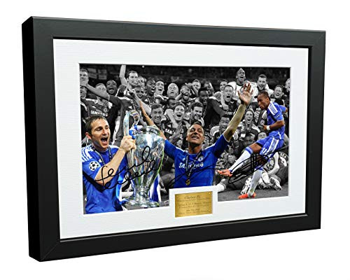 Didier Drogba Frank Lampard John Terry Celebration 12x8 A4 Chelsea FC Champions League Winners 2012 Autographed Signed Photo Photograph Picture Frame Soccer Gift Poster