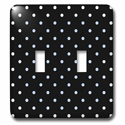 3dRose LSP_55656_2 Black and White Polka Dots-Whimsical Art Double Toggle Switch