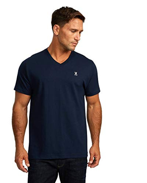 Psycho Bunny Mens Classic V Neck Tee Heather Navy