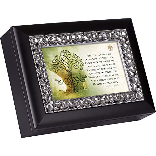 Cottage Garden Tree of Life Irish Blessing Classic Black Clear Jeweled Music Box Play Wonderful World Cottage Garden Tree of Life Irish Blessing Classic Black Clear Jeweled Music Box Play Wonderful World