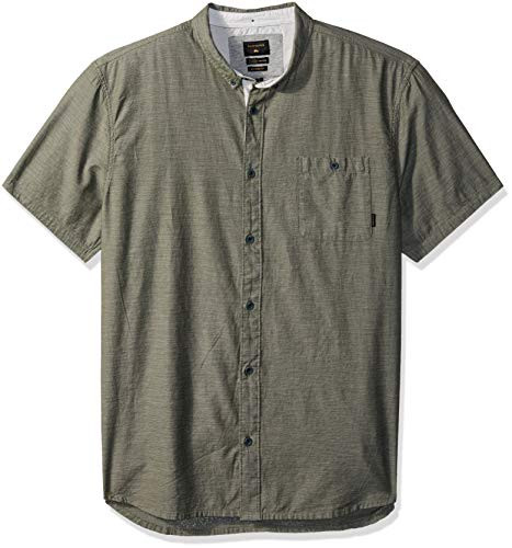 Quiksilver Mens Waterfalls Short Sleeve Button Down Shirt Thyme XXL