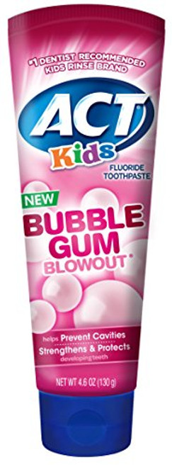 ACT Kids Bubblegum Blowout Toothpaste 4_6 Ounce Pack of 24 Childrens Anticavity Toothpaste with Fluoride for Fresh Breath and Strong Tooth Enamel for Kids Toddlers