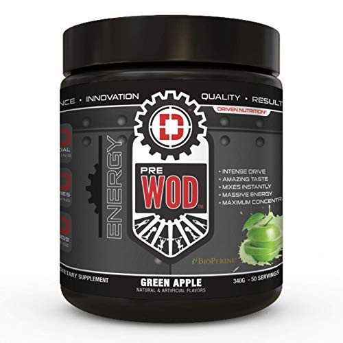 PREWOD Pre Workout - Creatine Free Nitric Oxide NO Boosting Preworkout Supplement  Caffeine Citrulline Malate Beta Alanine  Focus   Energy Drink Powder Green Apple