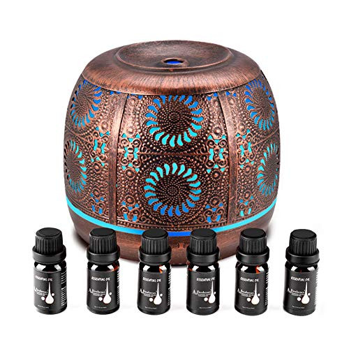 Ominihome Essential Oil Diffuser   Essential Oils 500ML Diffusers for Essential Oils with 6 Essential Oils Set Aromatherapy Diffuser with Auto Shut-Off Up to 20h Aroma for Home Office Gift Idea