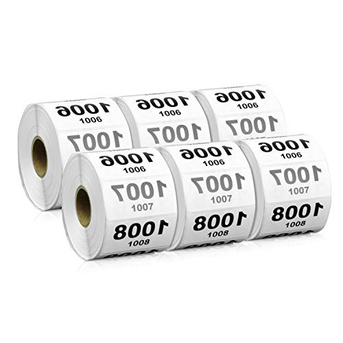 2 x 1 inch 1001-2000 Consecutive Reverse Numbers Labels for Inventory  6000 Labels 6 Rolls