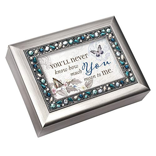 Cottage Garden Youll Never Know How Much Brushed Silvertone Blue Jeweled Music Box Plays Wonderful World Cottage Garden Youll Never Know How Much Brushed Silvertone Blue Jeweled Music Box Plays Wonderful World