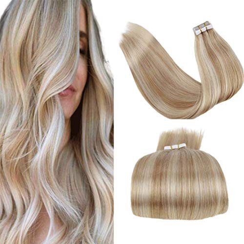 LaaVoo Remy Tape on Hair Extensions Human Hair Tape in Human Hair Extensions Highlighted Blonde Glue in Blonde Extensions Invisible Highlight Ash Blonde Mixed Bleach Blonde 18inch 20Pcs 50G LaaVoo Remy Tape on Hair Extensions Human Hair Tape in Human Hair Extensions Highlighted Blonde Glue in Blonde Extensions Invisible Highlight Ash Blonde Mixed Bleach Blonde 18inch 20Pcs 50G