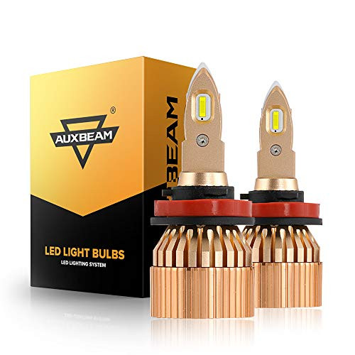 Auxbeam B1 Series H8 H9 H11 LED Headlight Bulb with Temperature Control 8000 Lumens COB Chips Single Beam Fan Conversion Kit 6500K Xenon White Pack of 2