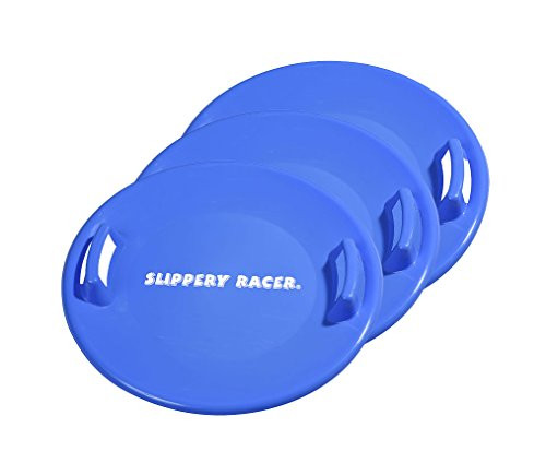 Slippery Racer Downhill Pro 26 Inch Diameter Cold Resistant Saucer Disc Outdoor Winter Toy Snow Sled Blue 3 Pack
