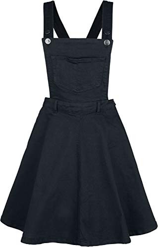 Hell Bunny Dakota Denim Pinafore Dress Medium Black