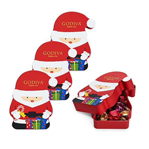 Godiva Chocolatier Holiday Santa Assorted Chocolate Truffles Gift Box 4-Ct_ 2_3 Oz_ each