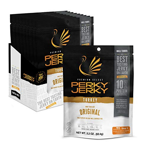 Perky Jerky Antibiotic Free Turkey Original 2_2 ounce bags Pack of 8