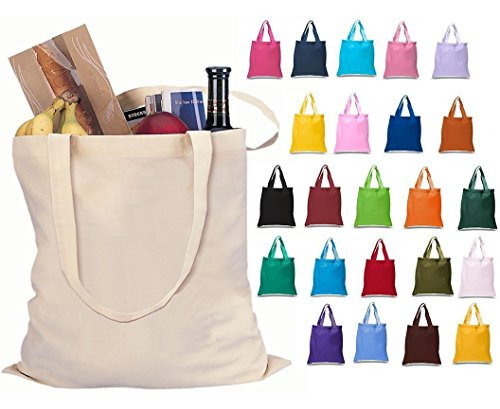 Pack Of 24 Blank Cotton Tote Bags Eco Friendly Reusable Grocery Shopping MultiPurpose Natural