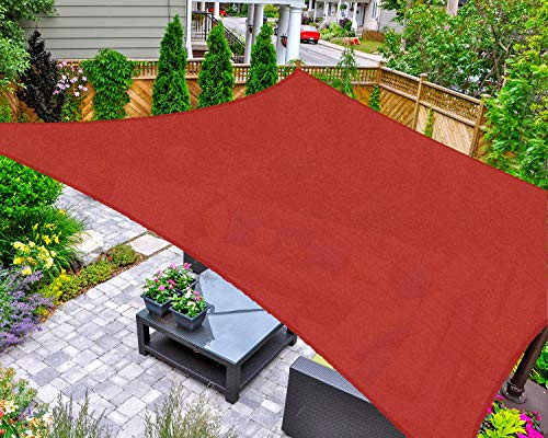 AsterOutdoor Sun Shade Sail Rectangle 10 x 10 UV Block Canopy for Patio Backyard Lawn Garden Outdoor Activities Terra