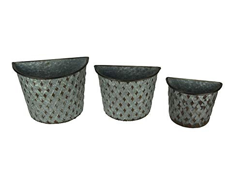 Set of 3 Galvanized Metal Wall Mounted Farmhouse Basket Planters