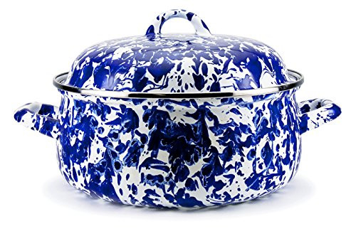 Golden Rabbit Enamelware -Cobalt Blue Swirl Pattern - 4 Quart Dutch Oven