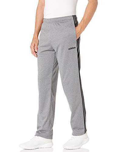 adidas Mens 3-Stripes Open Hem Pants Dark Grey HeatherBlack Large