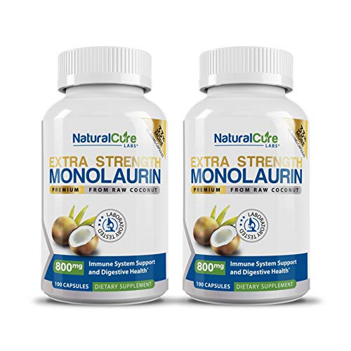 Natural Cure Labs Extra Strength Monolaurin 800mg - 2 Pack 200 Capsules